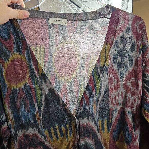 Dries Van Noten XS Cardigan Linen Cotton Button Front Multicolor Layering Piece - Picture 11 of 16